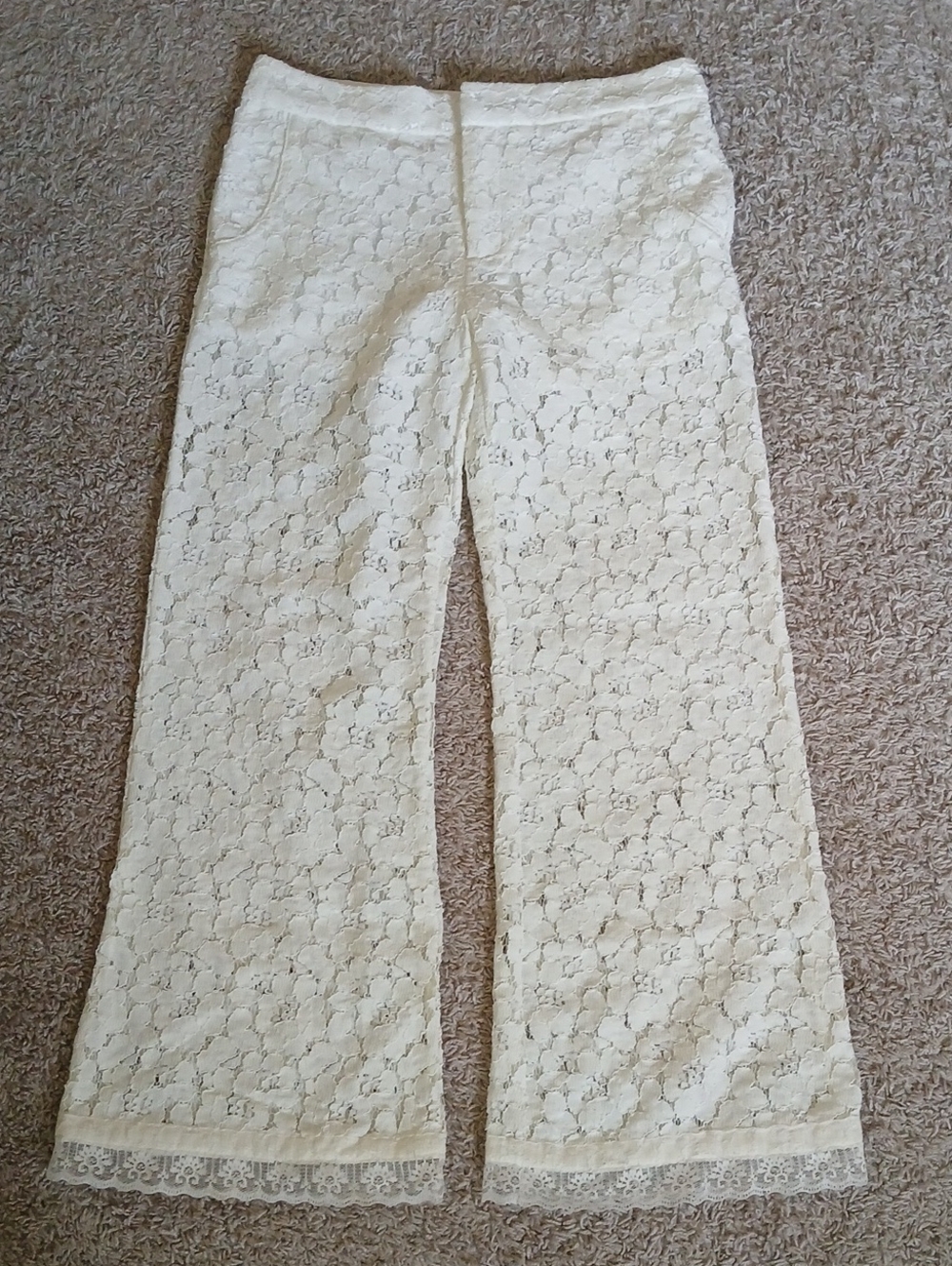 Azulu White Lace Trousers with Branded Waistband